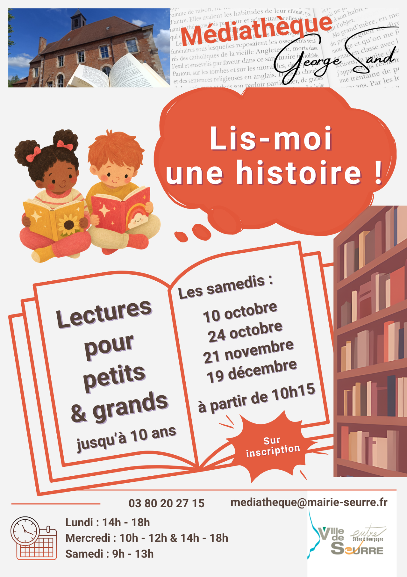 Affiche Lis-moi une histoire à la médiathèque de Seurre