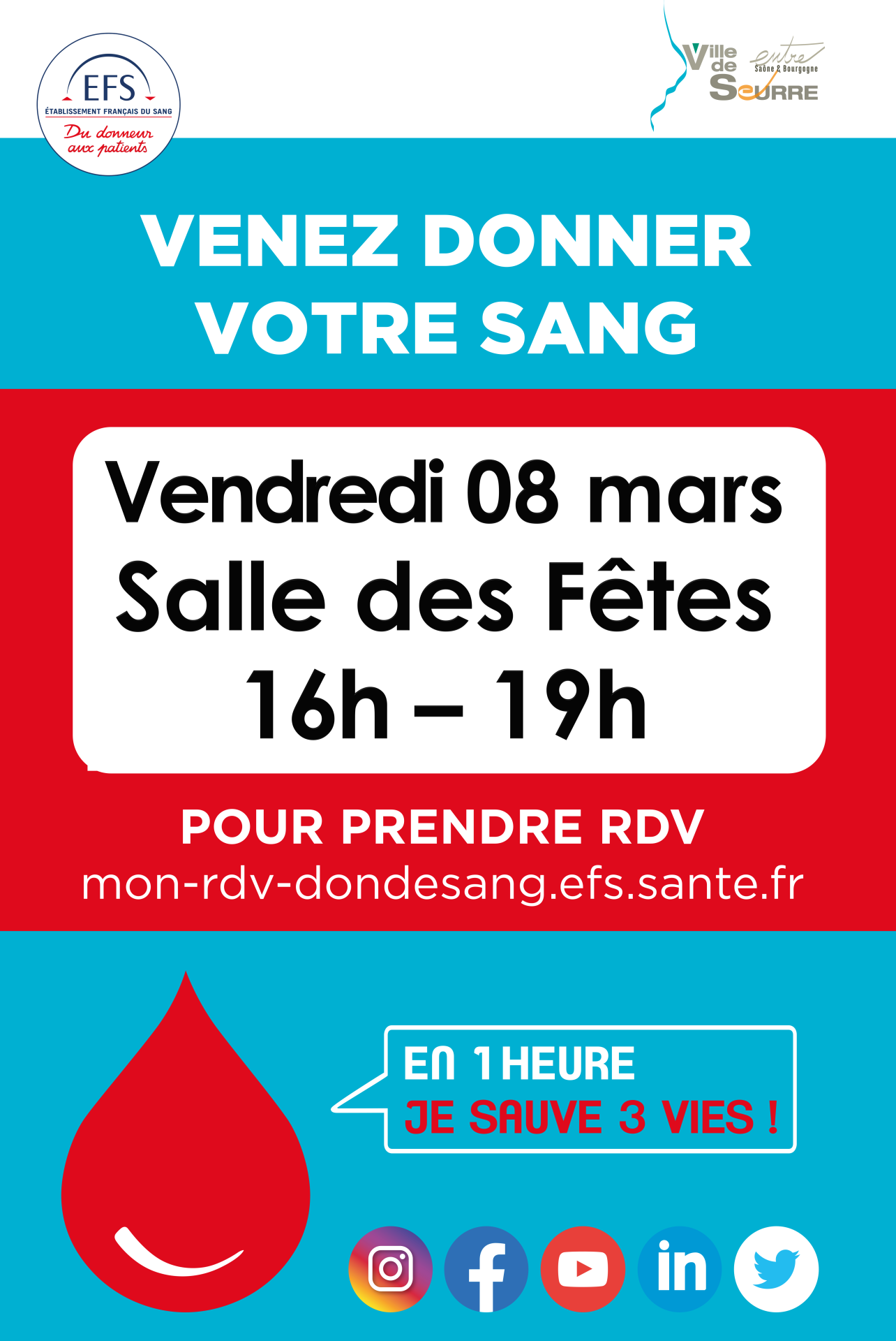 Affiche don du sang à Seurre